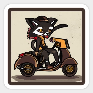 Fox fursona with boots sitting on a vespa moped with sunglasses Sticker